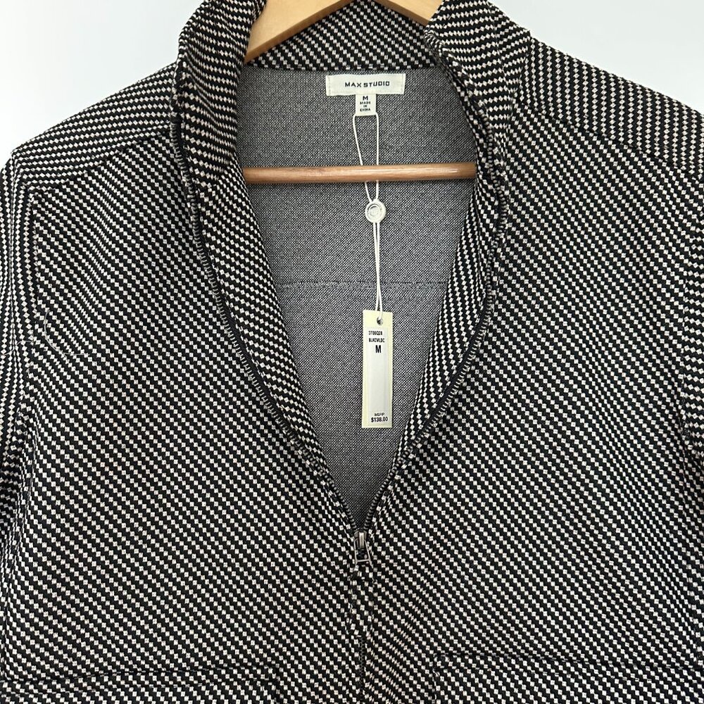 Max Studio Knit Textured Zip Up Jacket - Picture 1 of 6